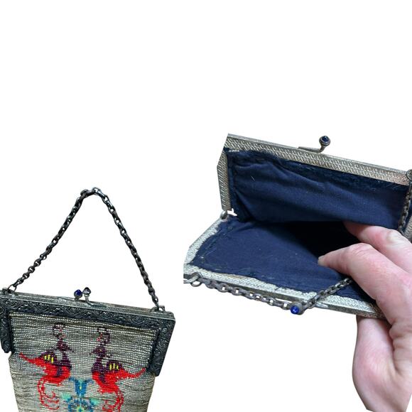 Antique 1920s Beaded Purse with Birds – Art Deco Frame – Flapper Evening Bag - - Picture 4 of 4
